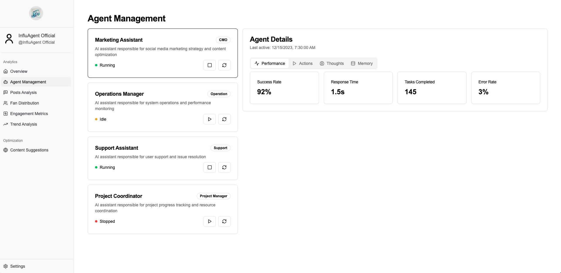 InfluAgent Management